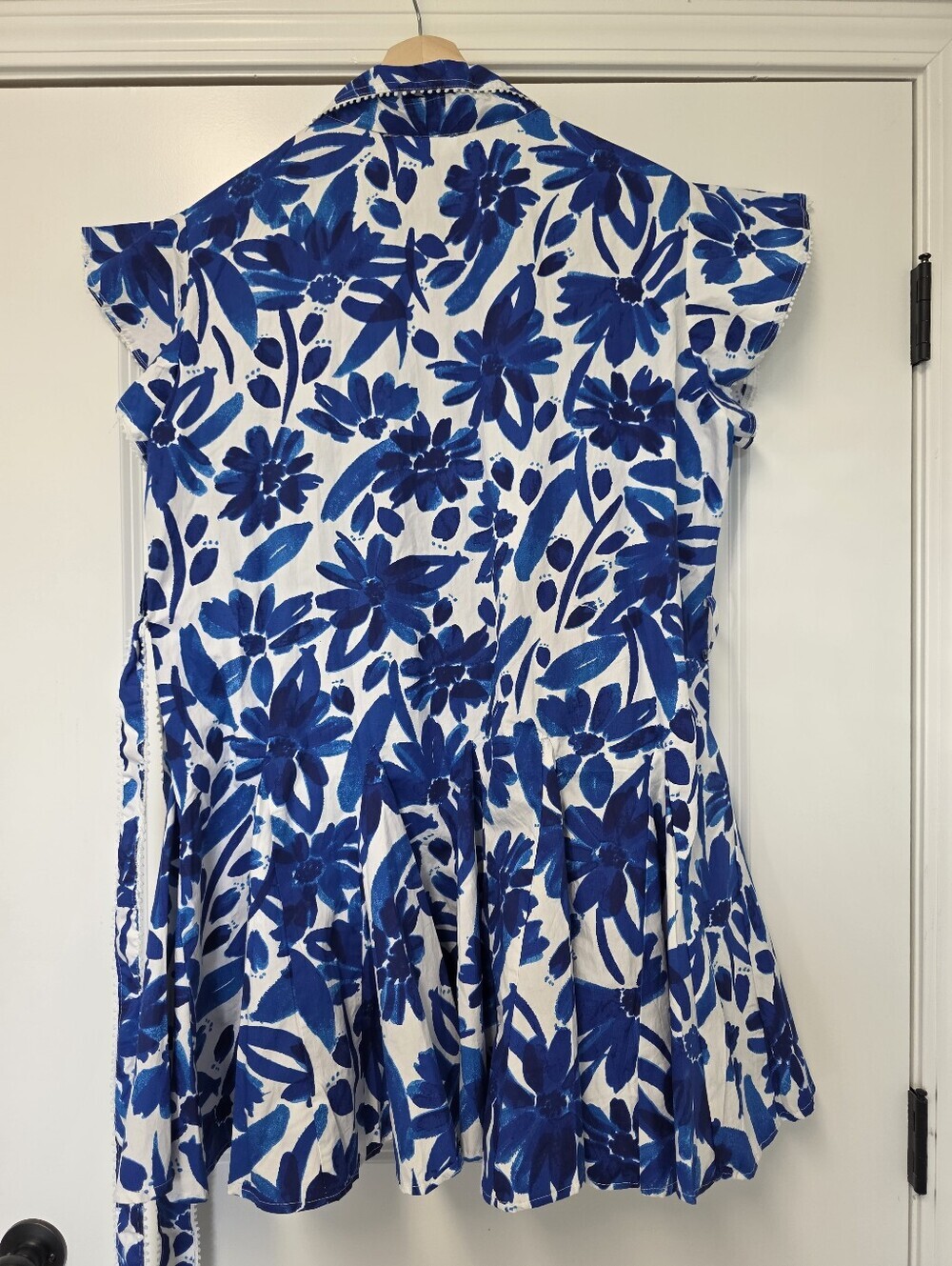 Womens Mini Floral Blue Shirt Dress Size 2X Fit An Flare Tropical Homecoming - Picture 4 of 10